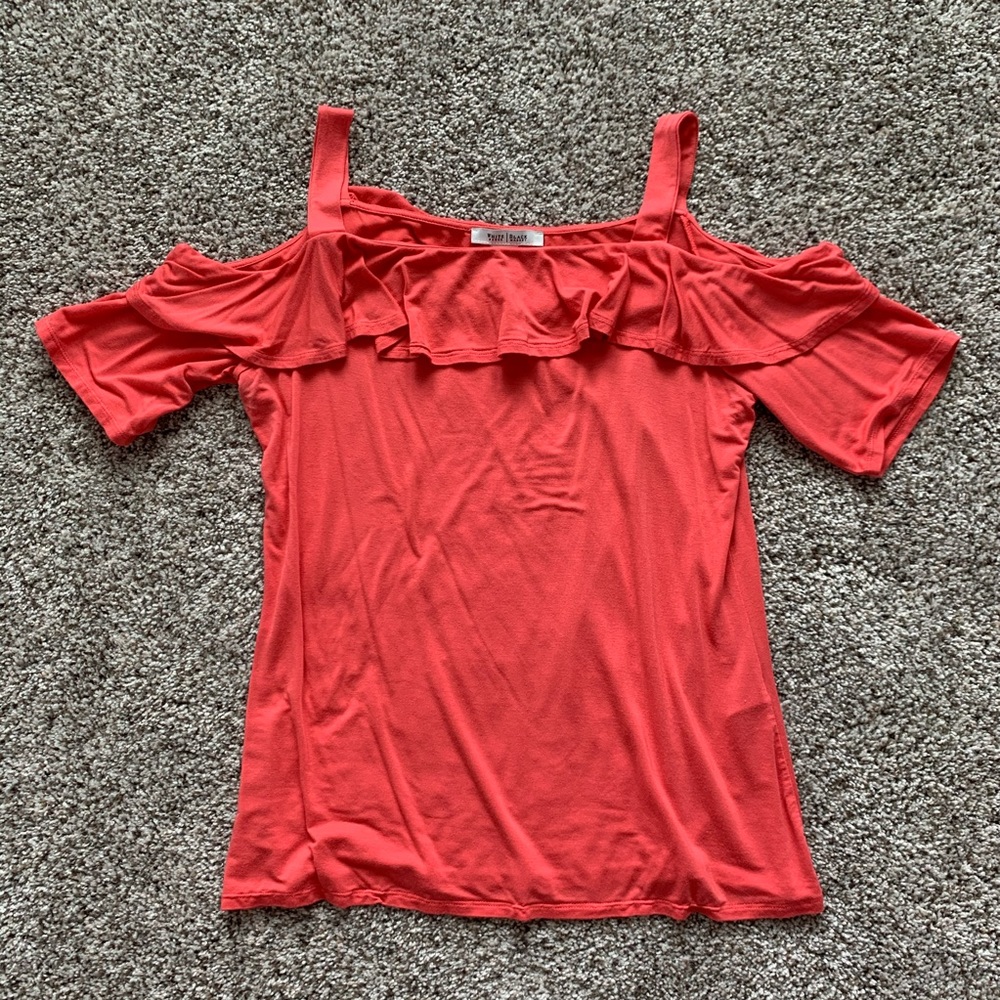 White House Black Market Cold Shoulder Top Coral